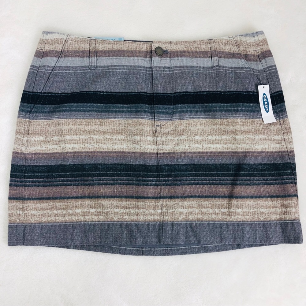 Old Navy Basketweave Neutral Stripe Skirt NWT Sz 8